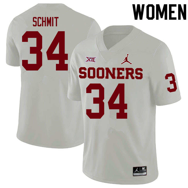 Women #34 Zach Schmit Oklahoma Sooners College Football Jerseys Sale-White - Click Image to Close
